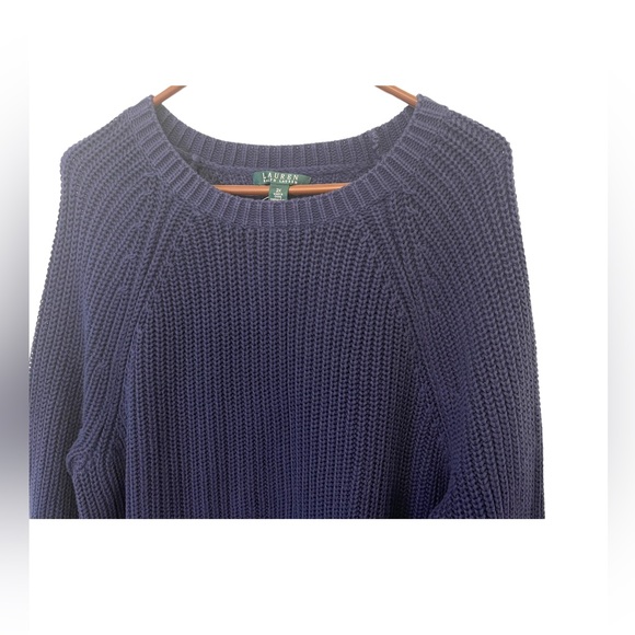 LRL Navy Blue Chunky knit Heavy Crew Neck Plus Sz Womens 2X - Picture 4 of 9